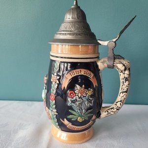 Vintage German Beer Stein with Lid